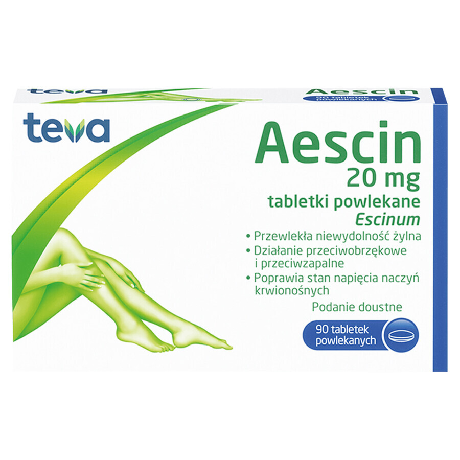 Aescin 20 mg, 90 film-coated tablets