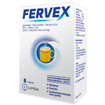 Fervex 500 mg + 200 mg + 25 mg, granulaat voor orale oplossing, citroensmaak, 8 sachets