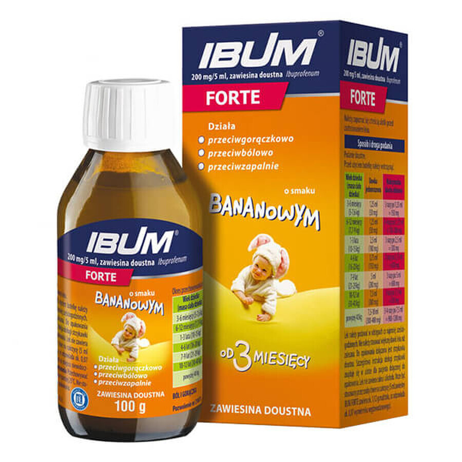 Ibum Forte 200 mg/ 5 ml, Suspension zum Einnehmen für Kinder ab 3 Monaten, Bananengeschmack, 100 g