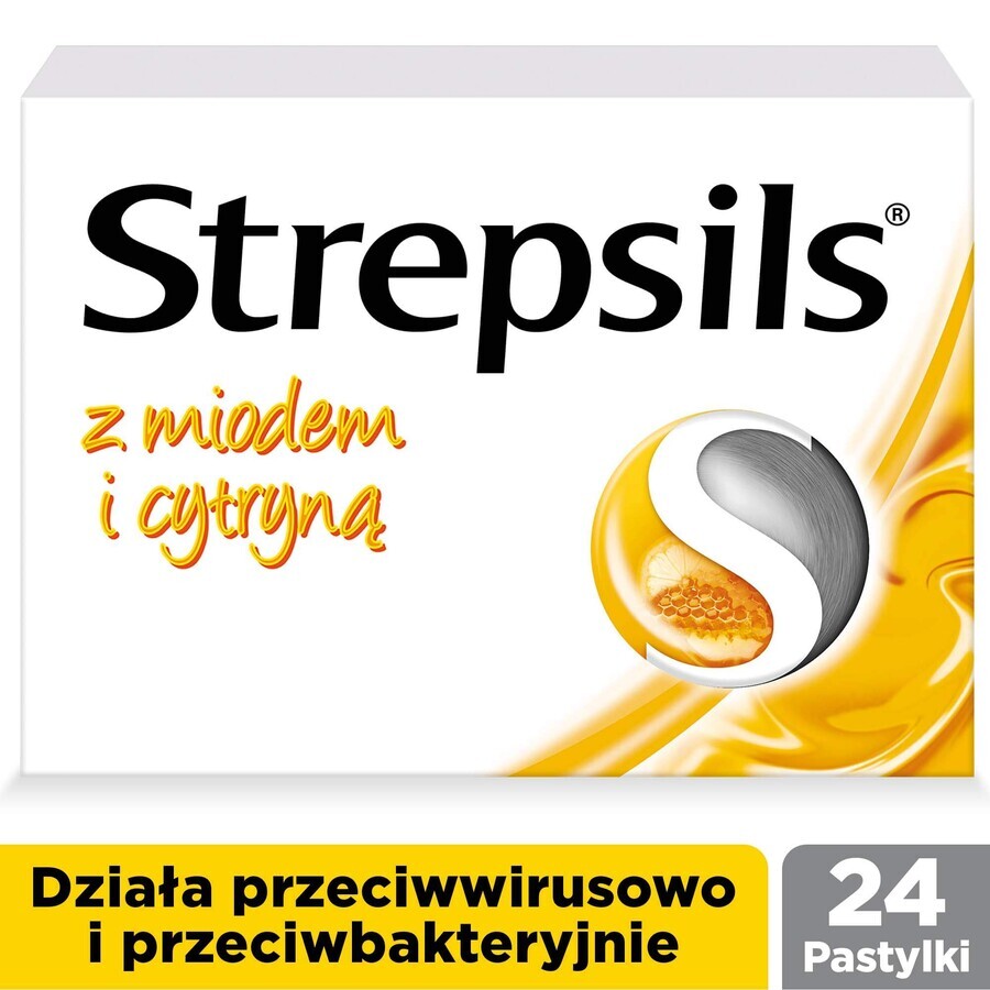 Strepsils mit Honig und Zitrone 1,2 mg + 0,6 mg, 24 harte Lutschtabletten