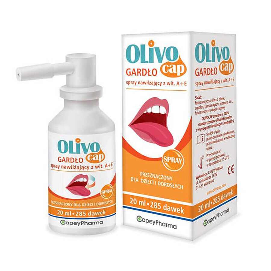 Olivocap Throat, feuchtigkeitsspendendes Spray mit Vitamin A + E, 20 ml