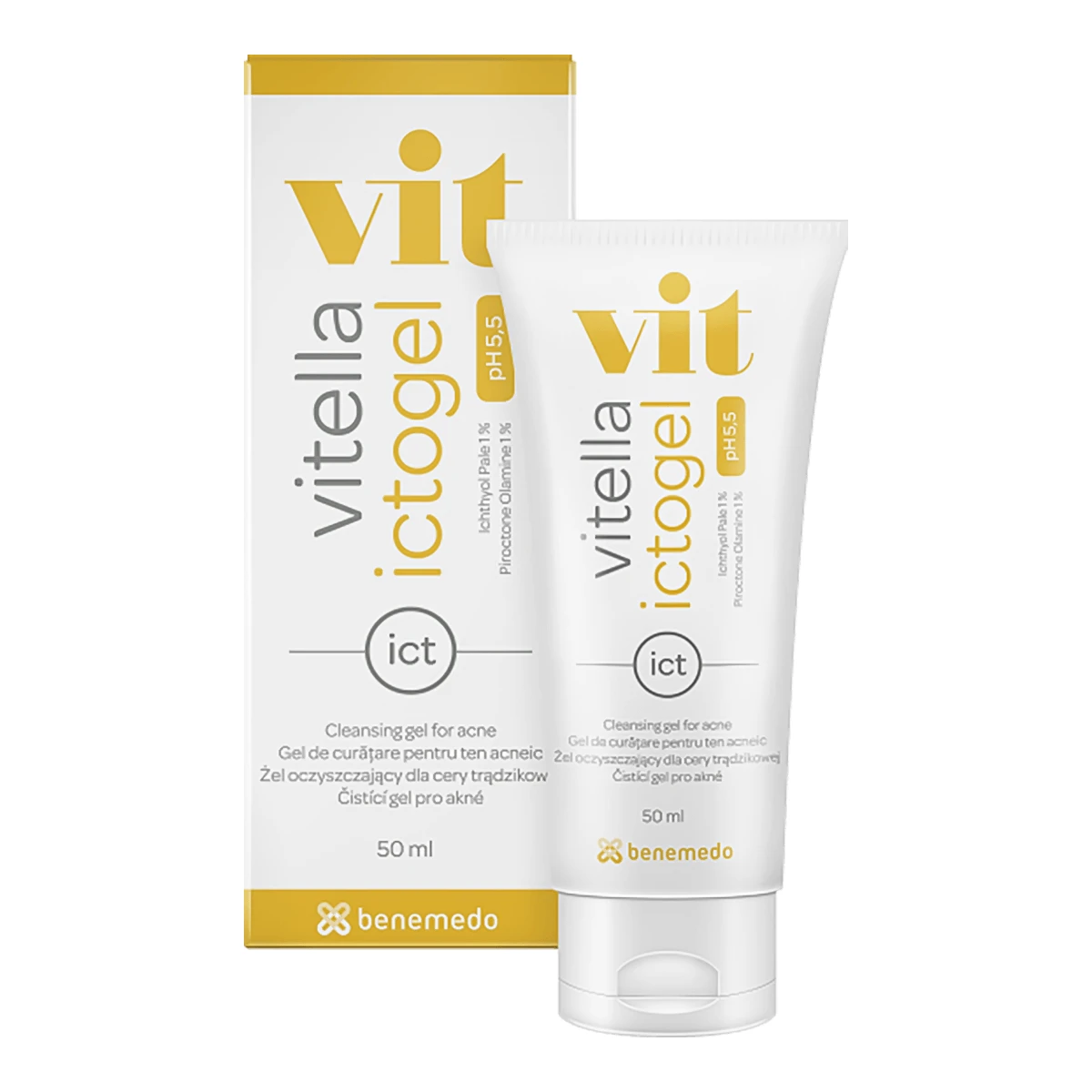 Vitella Ictogel, Gesichtsreinigungsgel für zu Akne neigende Haut, 50 ml
