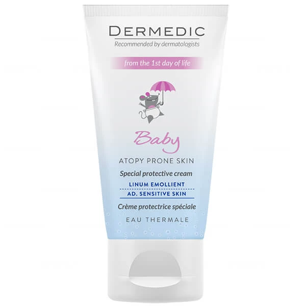 Dermedic Linum Baby, spezielle Schutzcreme für das Gesicht vom ersten Lebenstag an, SPF 15, 50 g
