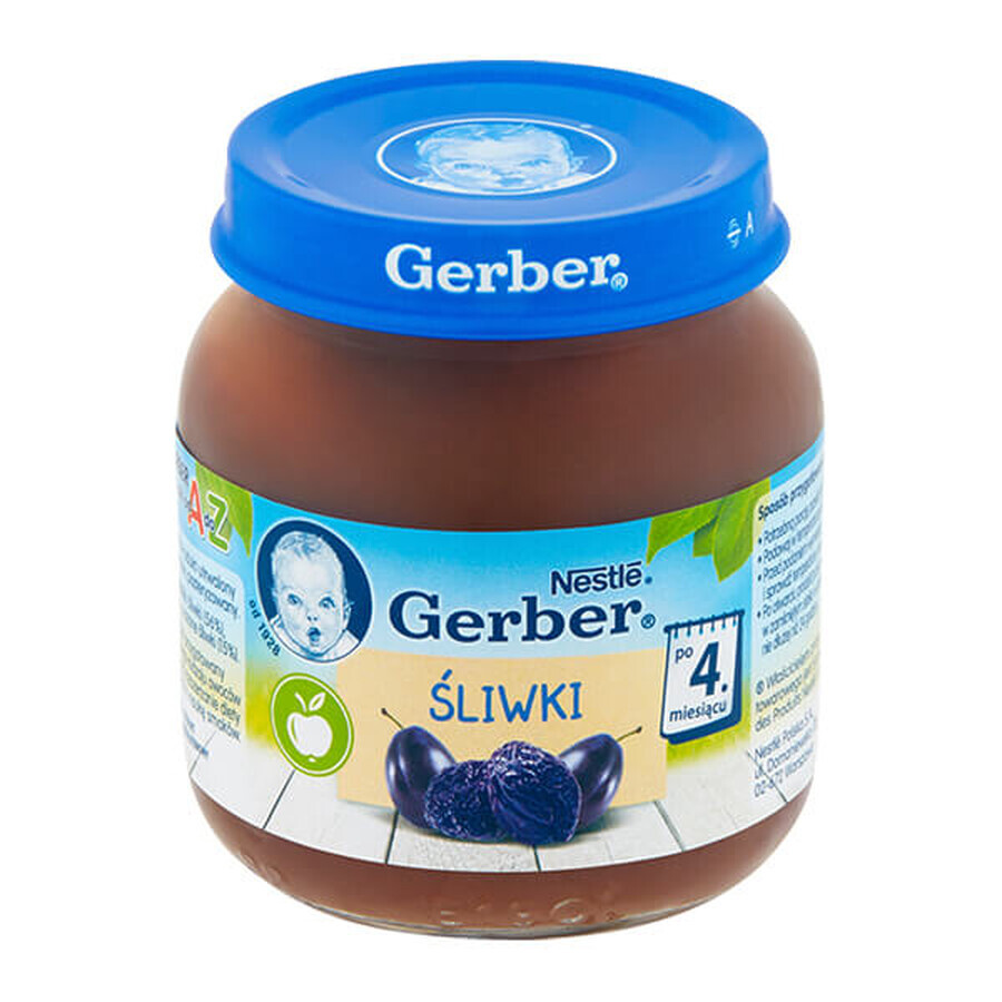 Gerber Dessert, Pflaumen, nach 4 Monaten, 125 g