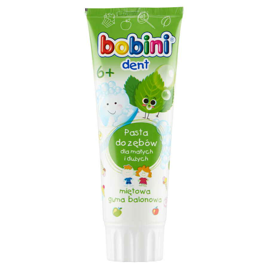 Bobini Dent, Zahnpasta für Kinder ab 6 Jahren, Minze-Kaugummi, 75 ml