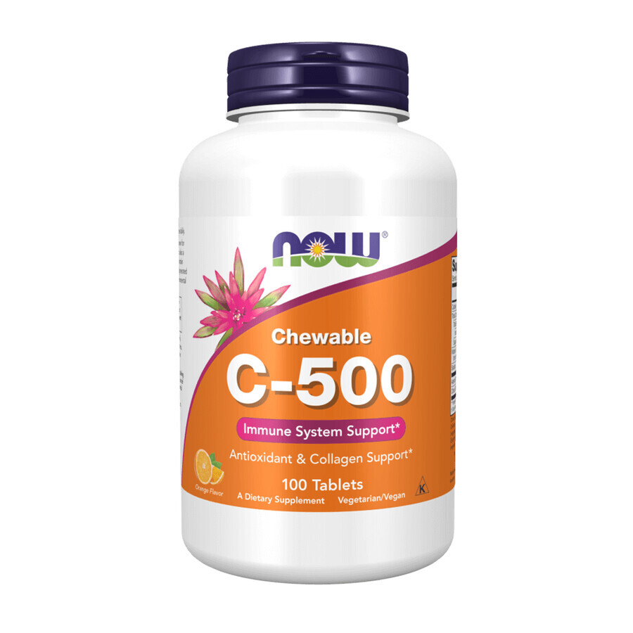 Now Foods C-500, Vitamin C + Bioflavonoide + Acerola, Orangengeschmack, 100 Kautabletten