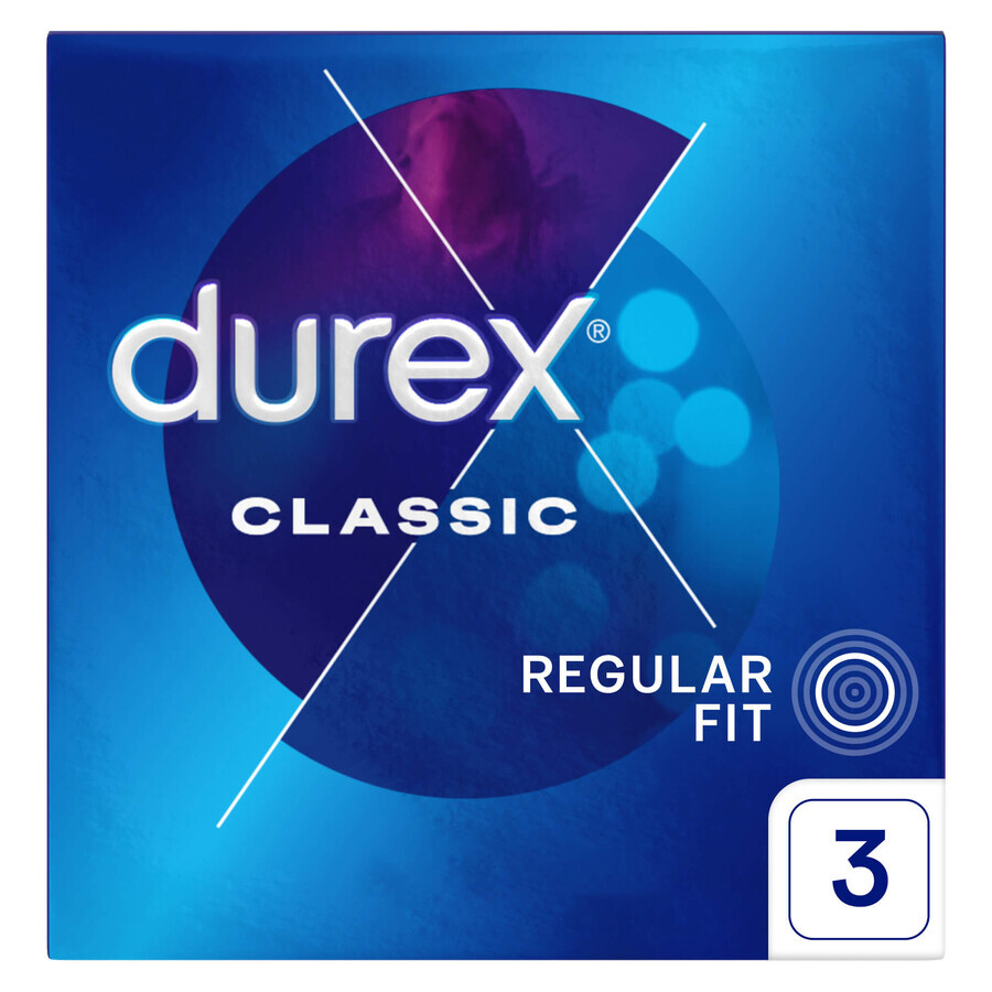 Durex Classic, preservativos clásicos lisos, 3 piezas