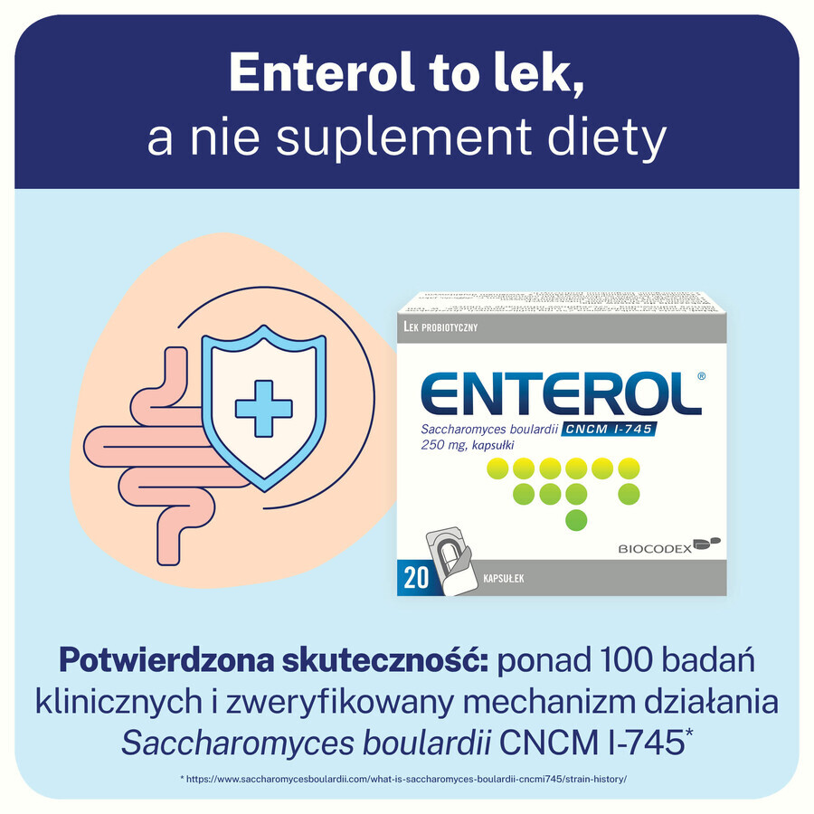 Enterol, 250 mg, 20 capsule