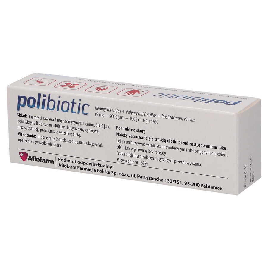 Polybiotic (5 mg + 5000 IU + 400 IU)/g, ointment, 15 g