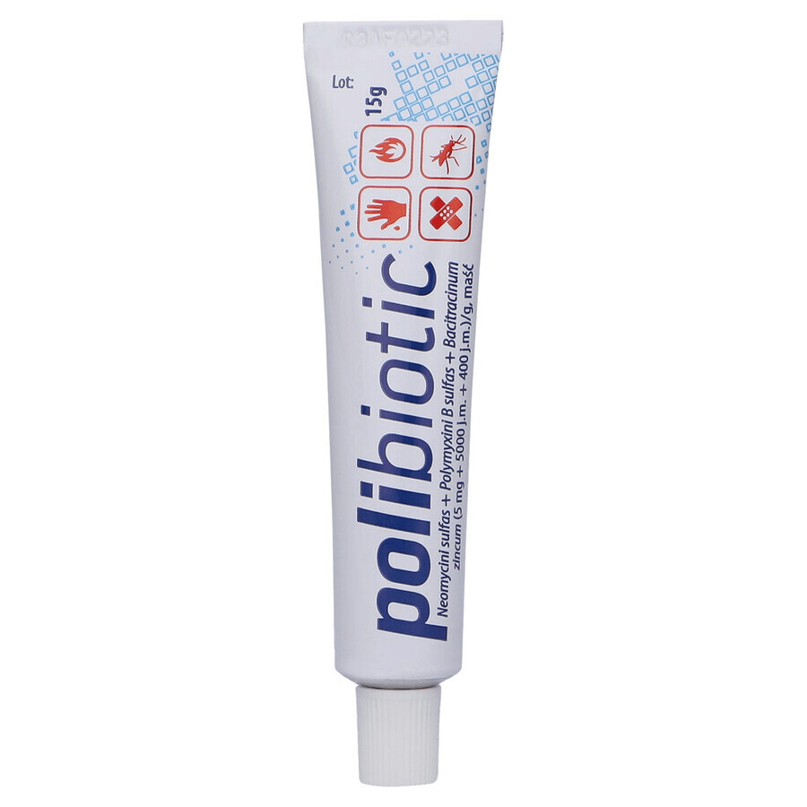 Polybiotic (5 mg + 5000 IU + 400 IU)/g, ointment, 15 g