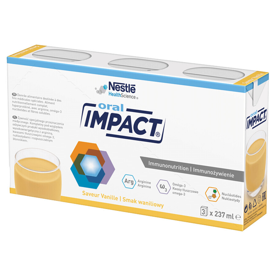 Impact Oral, preparat nutritiv, aromă de vanilie, 3 x 237 ml