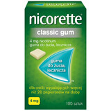 Nicorette Classic Gum 4 mg, medicated chewing gum, 105 pieces