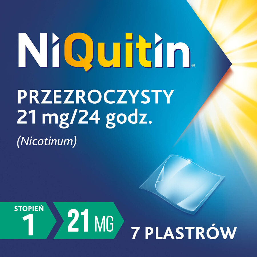 NiQuitin Transparent 21 mg/24 h, transdermales System, Pflaster, 7 Stück