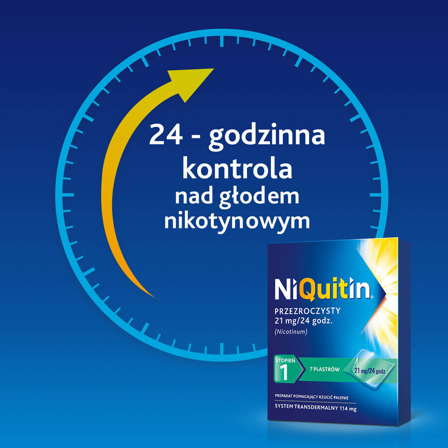 NiQuitin Transparent 21 mg/24 h, transdermales System, Pflaster, 7 Stück