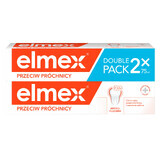 Elmex Contra la Caries, pasta dentífrica con fluoruro de amina, 2 x 75 ml