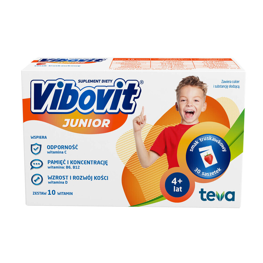 Vibovit Junior, 4-12 ani, aromă de căpșuni, 30 pliculețe