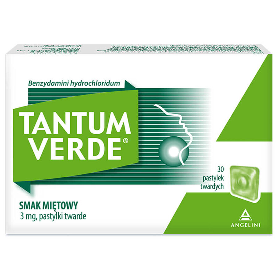 Tantum Verde 3 mg, mint flavor, 30 hard tablets