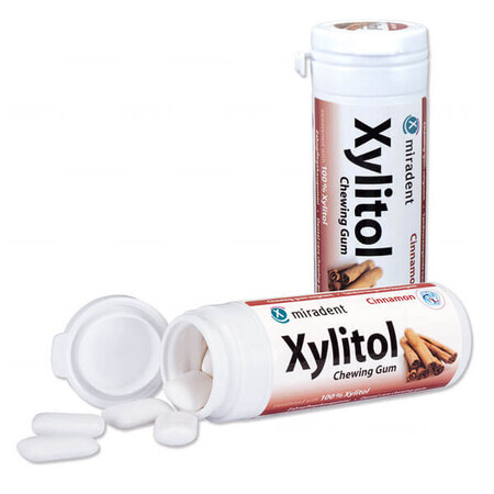 Miradent Xylitol, Kaugummi mit Xylitol, Zimtgeschmack, 30 Stück