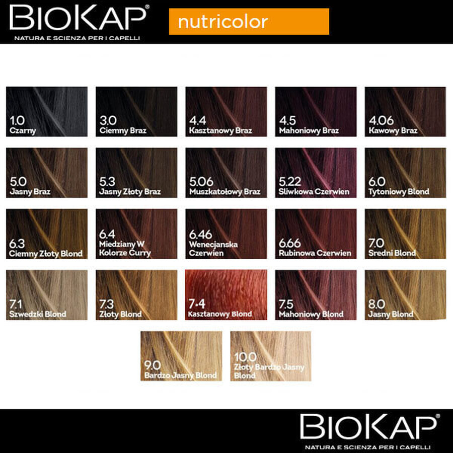 Biokap Nutricolor, culoare de păr, 4.4 castan, 140 ml