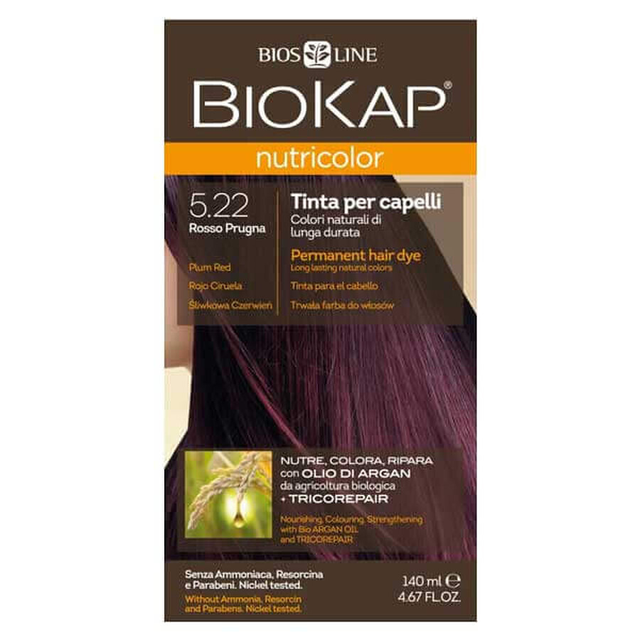 Biokap Nutricolor, hair dye, 5.22 plum red, 140 ml