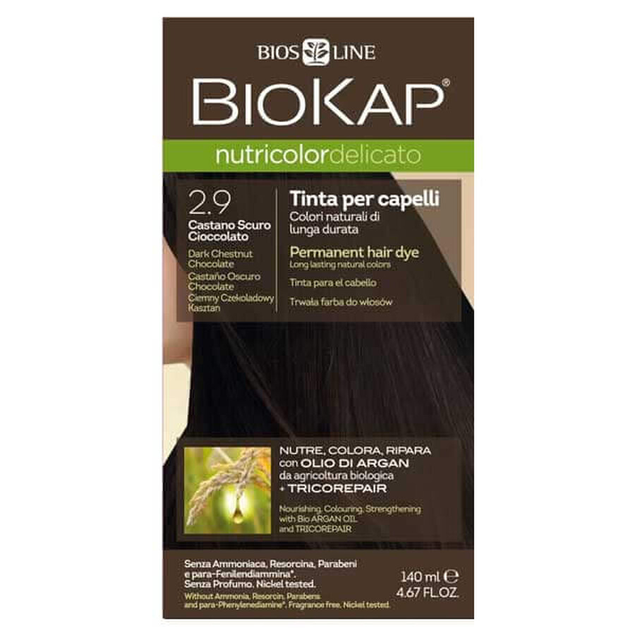 Biokap Nutricolor Delicato, hair color, 2.9 dark chocolate chestnut, 140 ml