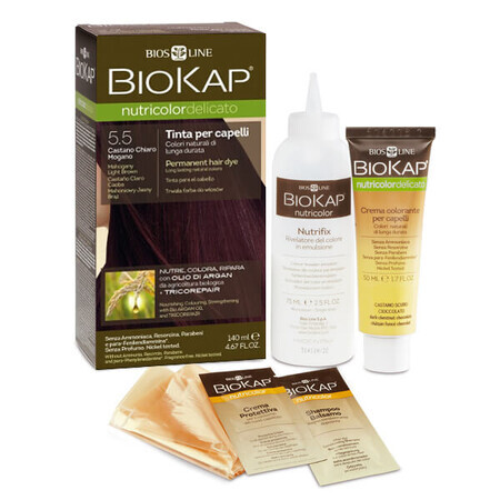 Biokap Nutricolor Delicato, haarkleur, 5.05 hazelnoot kastanje, 140 ml