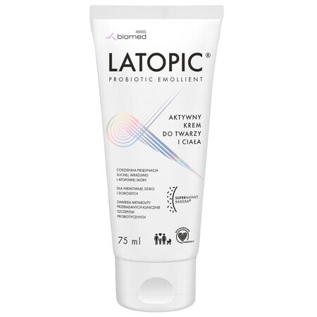 Latopic Probiotic Emollient, actieve crème voor gezicht en lichaam, vanaf dag 1, 75 ml