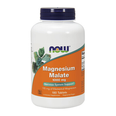 Now Foods Malat de magneziu 1000 mg, malat de magneziu, 180 comprimate