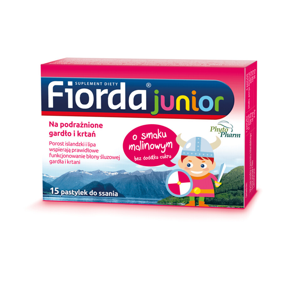 Fiorda Junior, raspberry flavor, 15 tablets