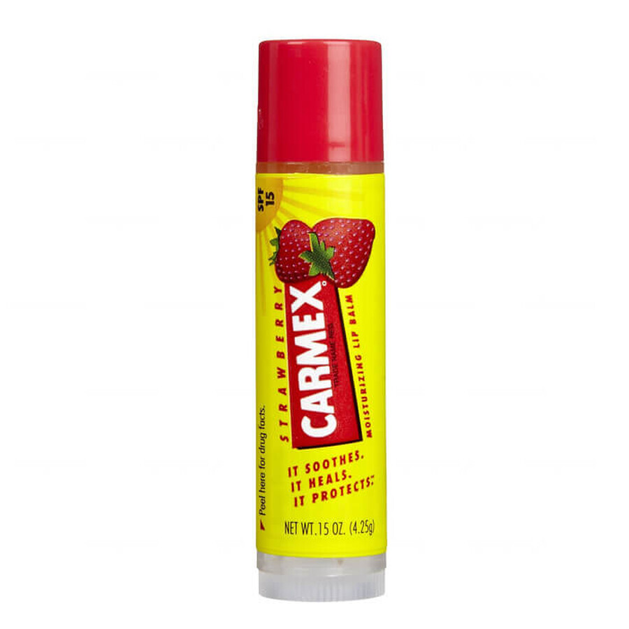 Carmex Strawberry, feuchtigkeitsspendender Lippenbalsam-Stift, SPF 15, 4,25 g