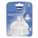 Chicco, NaturalFeeling tetină pentru biberon 6m +, flux de terci, după 6 luni, 2 bucăți