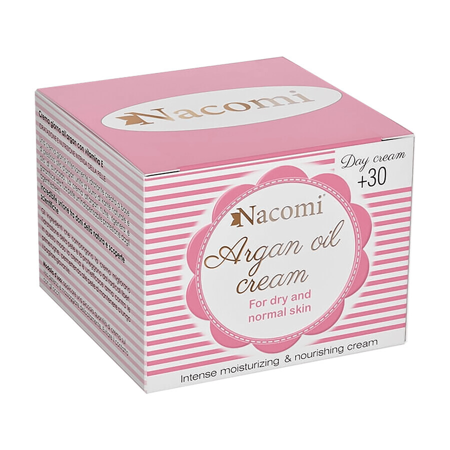 Nacomi, crema facial de argán 30+ con vitamina E, día, 50 ml