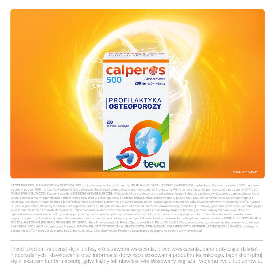 Calperos 500 200 mg, 200 hard capsules