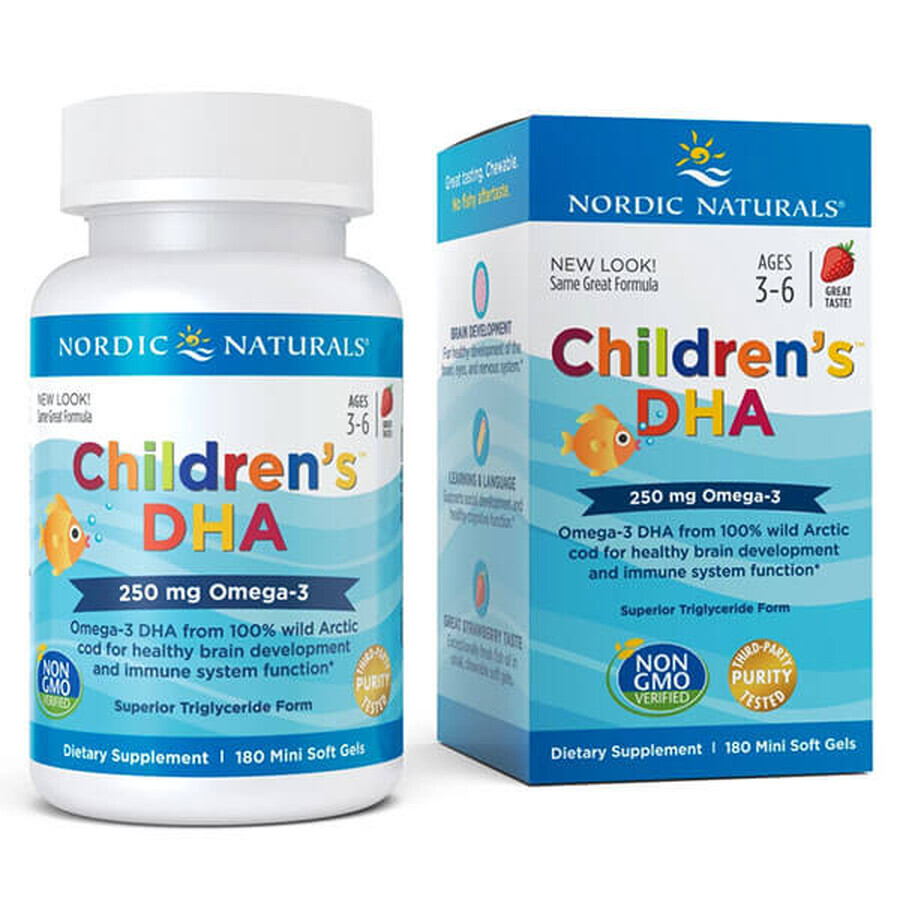 Nordic Naturals Childrens DHA, für Kinder ab 3 Jahren, Erdbeergeschmack, 180 Kaukapseln