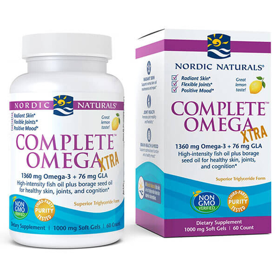 Nordic Naturals Complete Omega Xtra, aromă de lămâie, 60 capsule