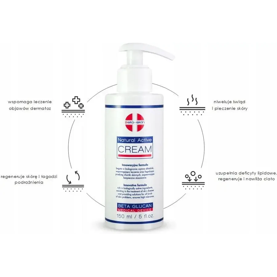 Beta-Skin Natural Active Cream, Körpercreme, 500 ml