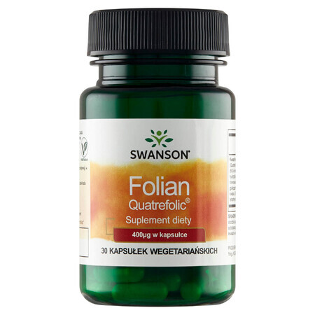 Swanson Folian Quatrefolic, ácido fólico 400 μg, 30 cápsulas vegetales