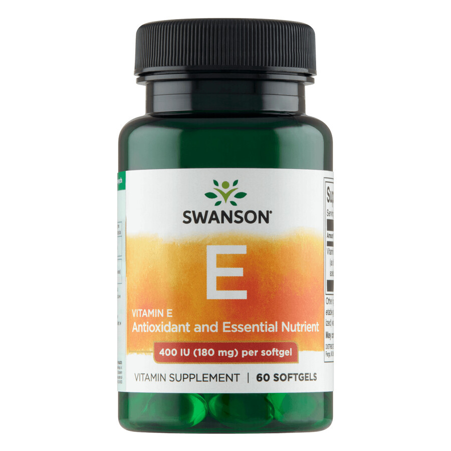 Swanson E, vitamin E 400 IU, 60 gel capsules