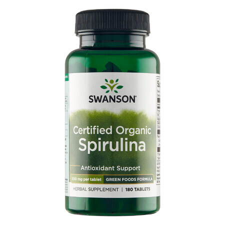 Swanson Certified Organic Spirulina, spirulină organică, 180 comprimate