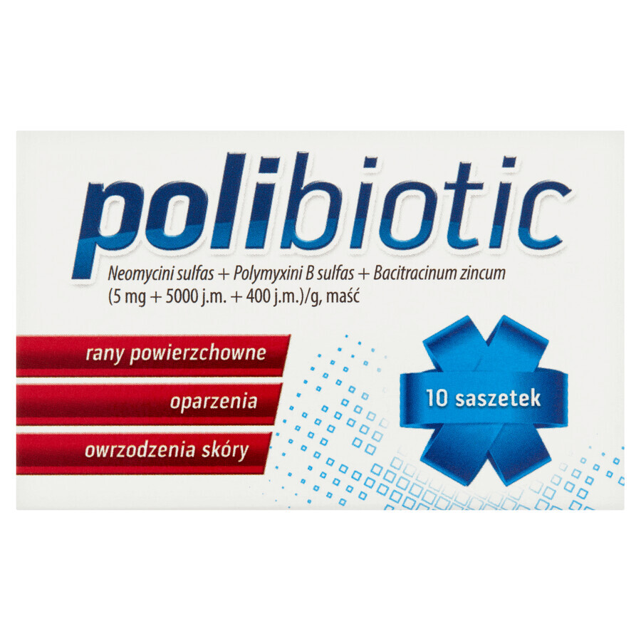 Polybiotic 5 mg + 5000 IU + 400 IU, ointment, 10 sachets of 1 g each