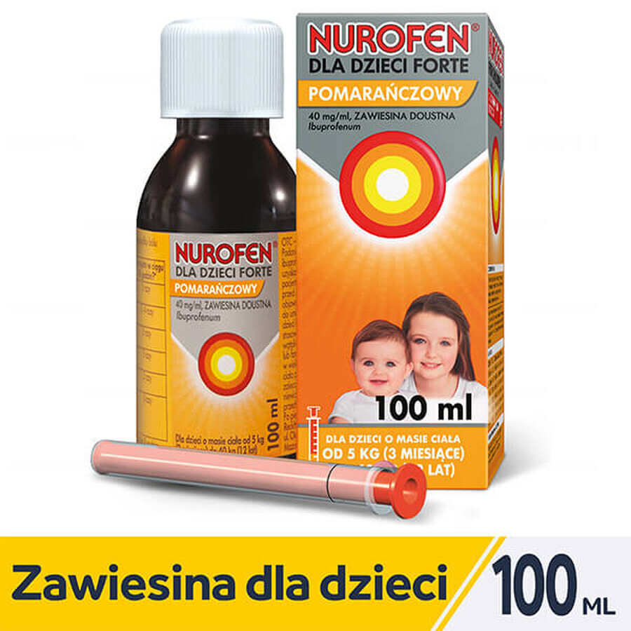 Nurofen für Kinder Forte orange 40 mg/ml, Suspension zum Einnehmen, 3 Monate bis 12 Jahre, 100 ml