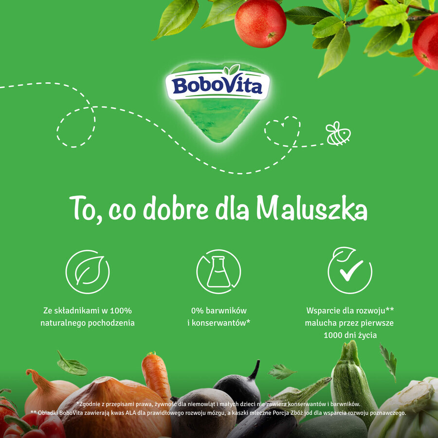 BoboVita Mousse in der Tube, Apfel und Erdbeere mit Banane, nach 6 Monaten, 80 g