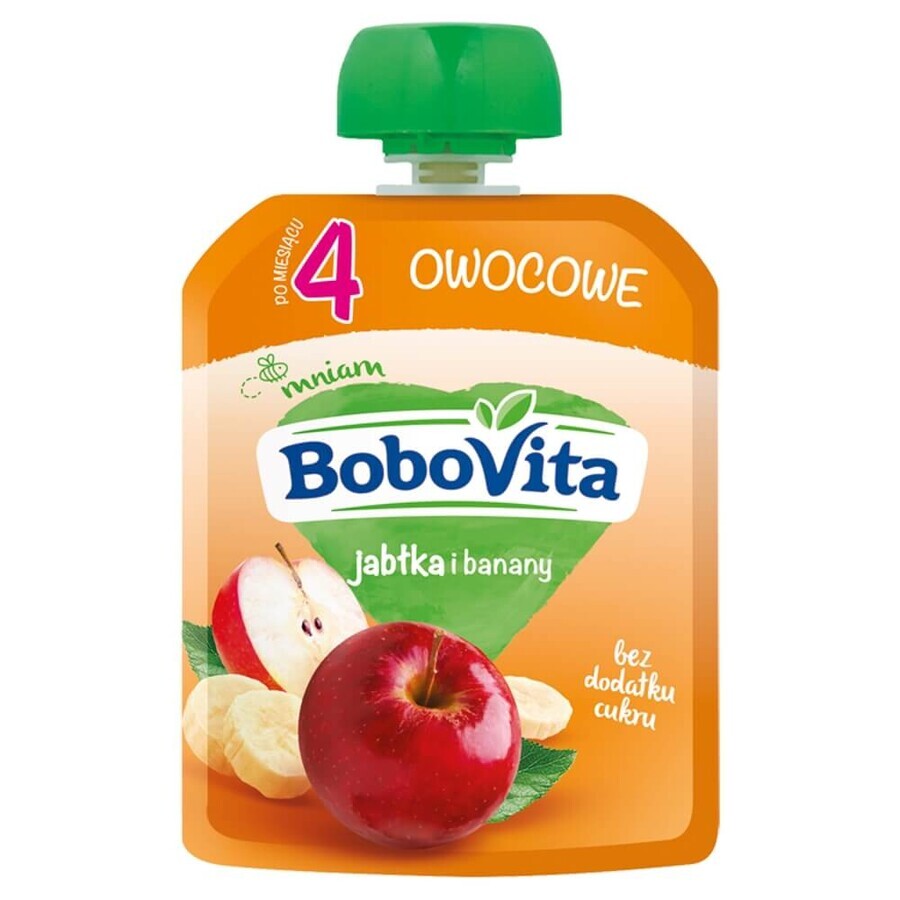 BoboVita Mousse într-un tub, măr și banană, după 4 luni, 80 g