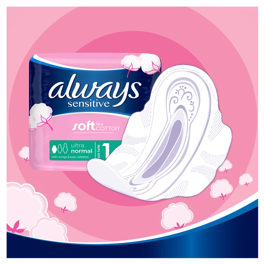 Always Sensitive, Damenbinden mit Flügeln, Ultra Normal Plus, 10 Stück
