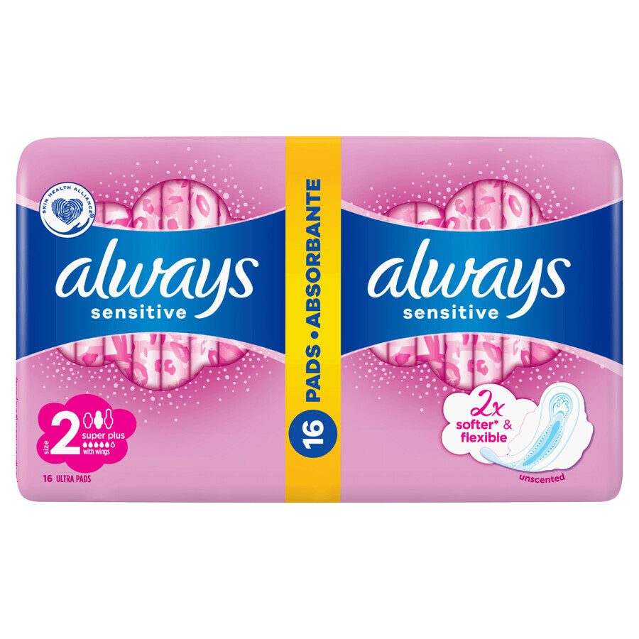 Always Ultra Sensitive, Damenbinden mit Flügeln, Super Plus, 16 Stück