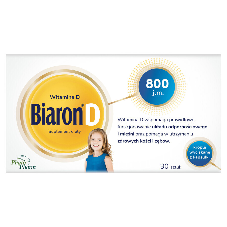 Biaron D, vitamine D 800 UI, 30 gélules détachables