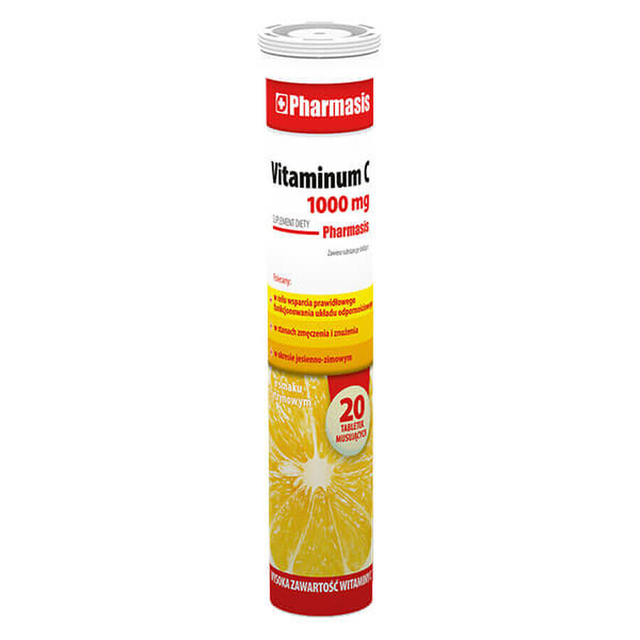 Pharmasis Vitaminum C 1000 mg, aromă de lămâie, 20 comprimate efervescente