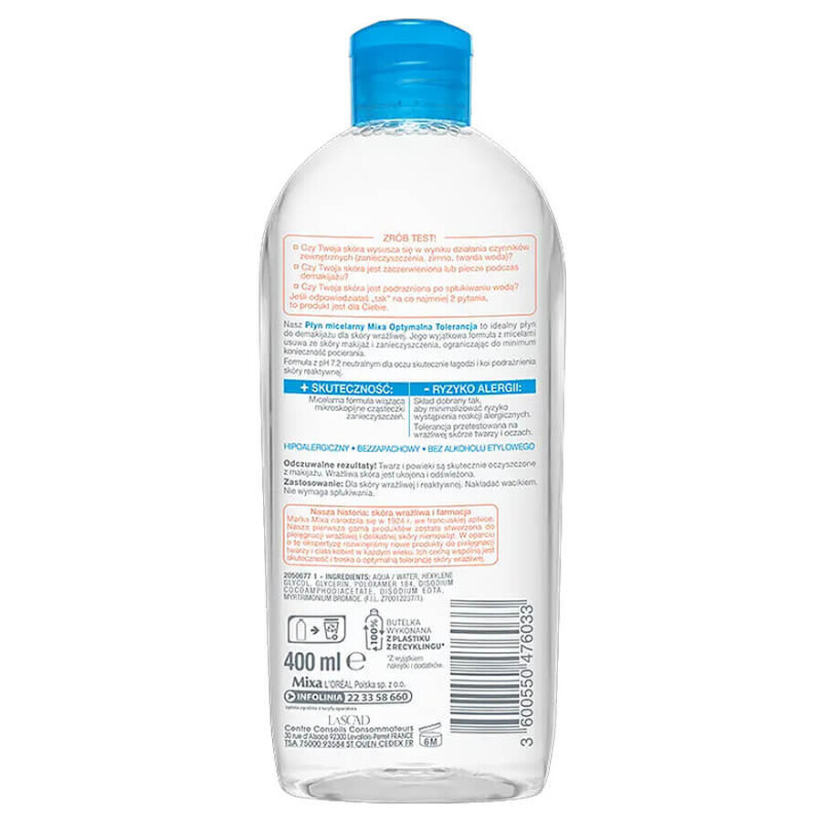 Mixa Optimale Verträglichkeit, Mizellenlotion, empfindliche Haut, 400 ml