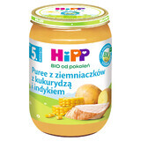 HiPP Bio mâncare, piure de cartofi cu porumb și curcan, după 5 luni, 190 g.