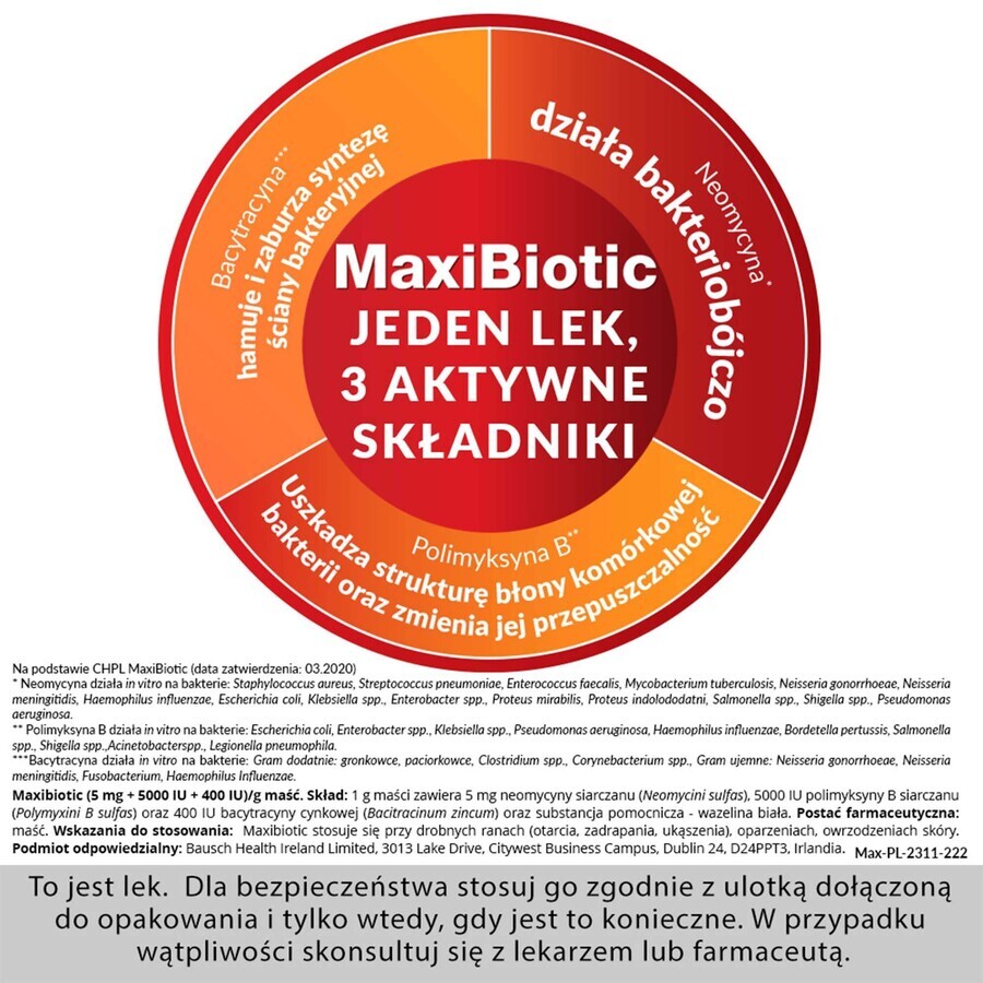 Maxibiotikum (5 mg + 5000 UI + 400 UI)/g, Salbe, 5 g